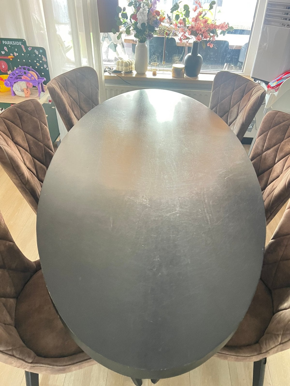 Mango houten tafel 210 cm, Ophalen, 200 cm of meer, 50 tot 100 cm, Zo goed als nieuw