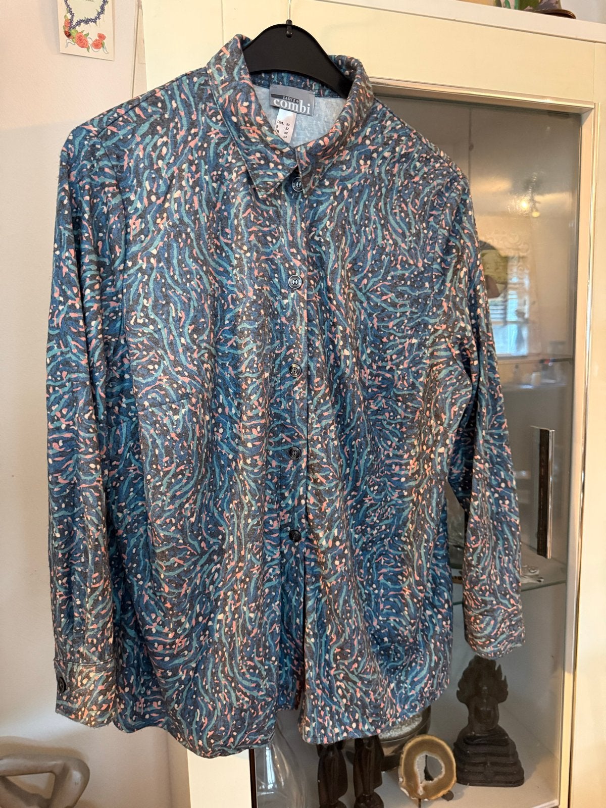Combi Blouse met Abstract Patroon - Maat 50, Kleding | Dames, Ophalen of Verzenden, Zo goed als nieuw, Blauw, Blouse of Tuniek