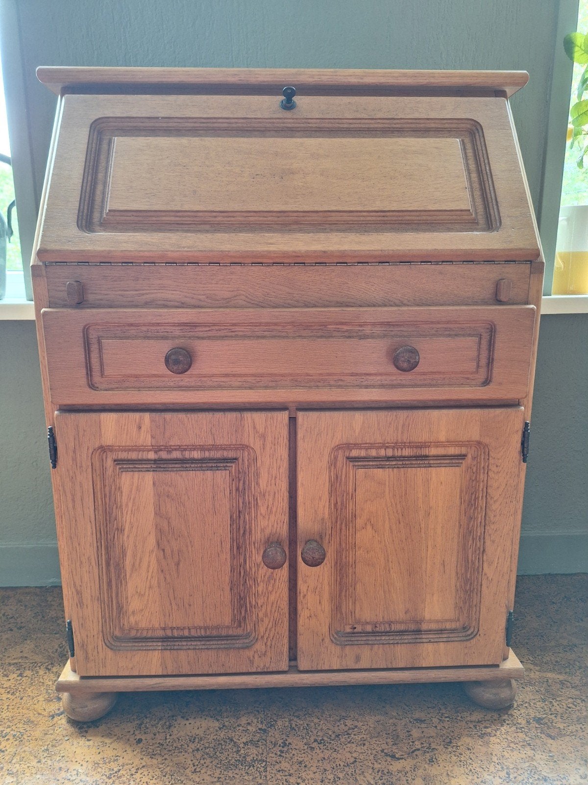 Vintage Eiken Secretaire / Bureau / Commode, Huis en Inrichting, Ophalen, Gebruikt, Vintage, Klassiek, Landelijk