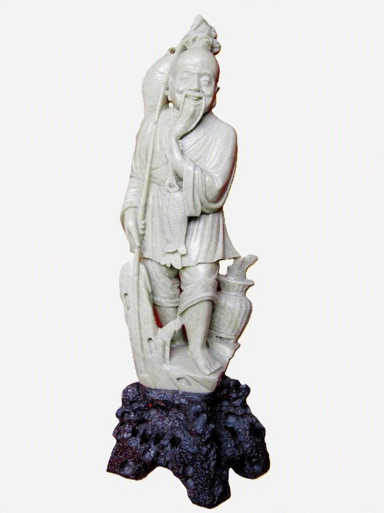 Mooie jade Chinese visser 45cm., Ophalen