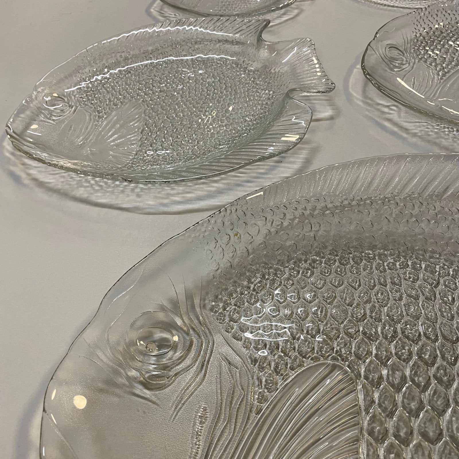 6 Arcoroc France Vissen Set Schalen Glas Vintage Jaren 70, Antiek en Kunst, Antiek | Schalen, Ophalen of Verzenden