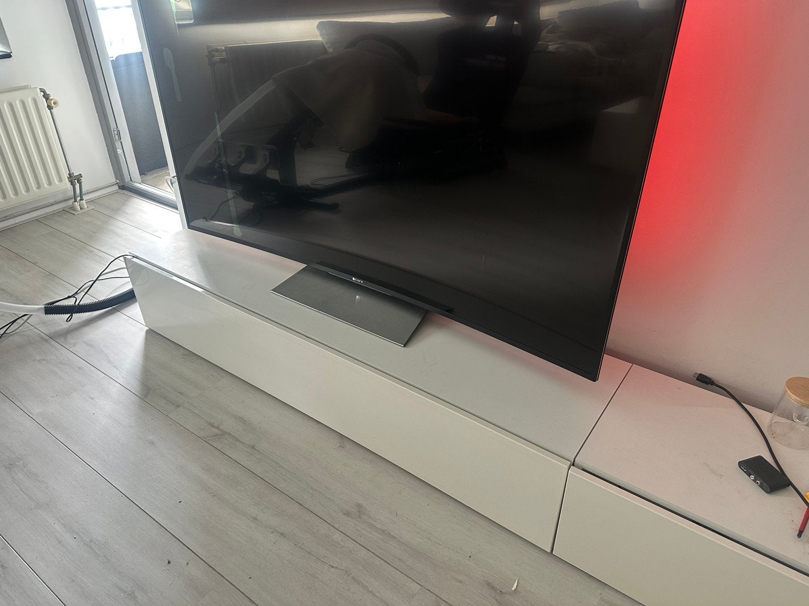 Tv meubel hoogglans wit 160 40 30 160cm 40cm 30cm, Ophalen, 150 tot 200 cm, Zo goed als nieuw, Minder dan 100 cm
