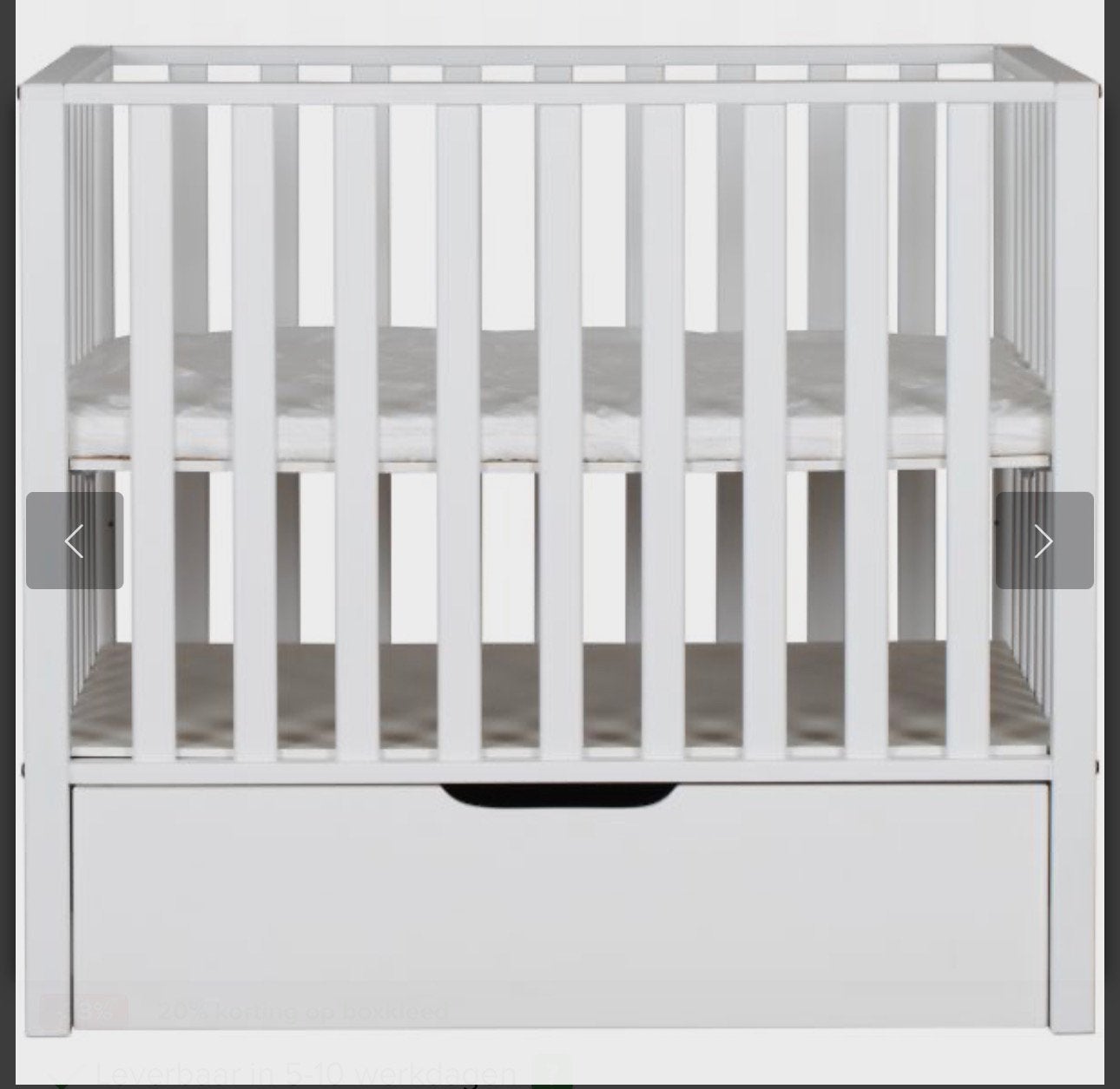 Witte box van babydump, Kinderen en Baby's, Boxen, Gebruikt, Rechthoekig, In hoogte verstelbaar, Lade, Wieltjes, Ophalen