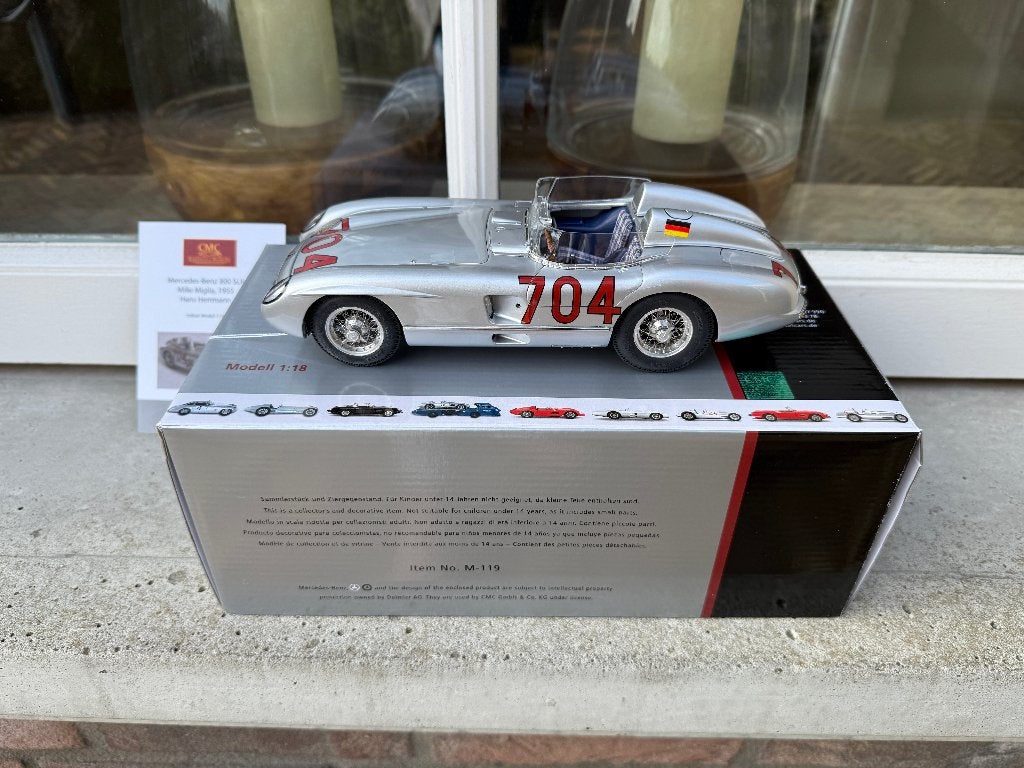 1:18 Mercedes 300 SLR #704 Mille Miglia Hermann CMC M-119, Overige merken, Auto, Nieuw, Ophalen of Verzenden