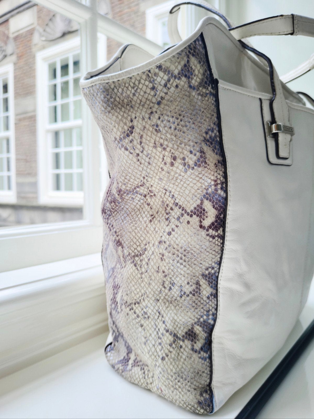 Coach Taylor Mixed Exotic leren tas Ivory Python Origineel, Ophalen of Verzenden, Gebruikt, Wit, Handtas