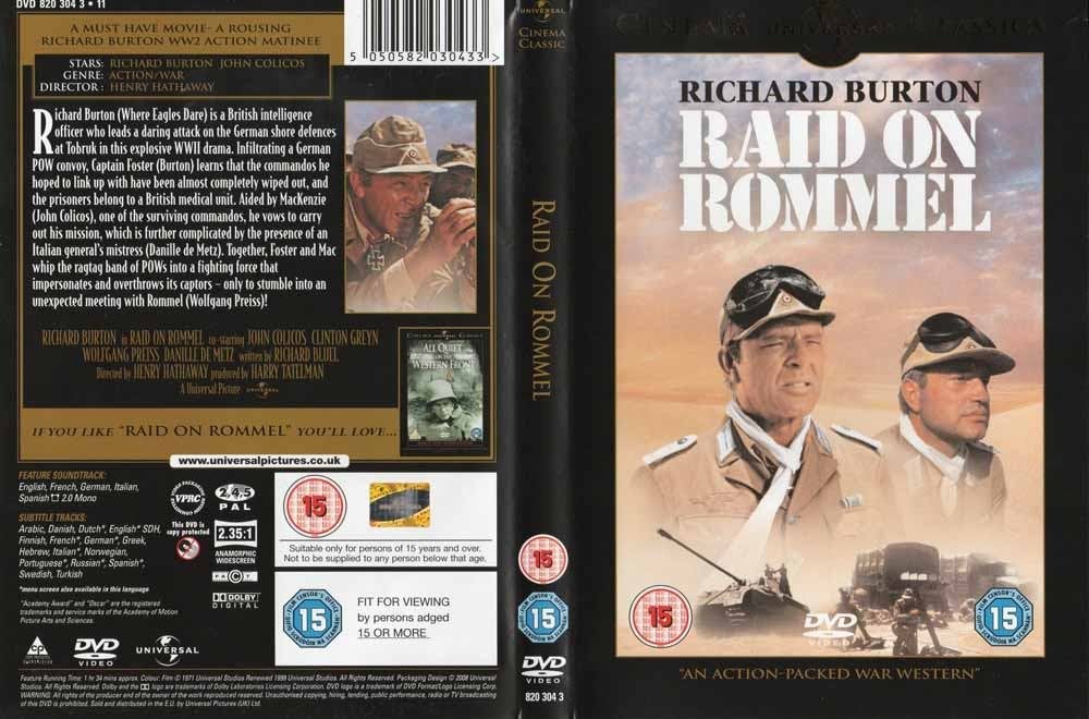 Raid on Rommel 1971 DVD met Richard Burton, John, Alle leeftijden, Ophalen of Verzenden, Zo goed als nieuw, Actie en Avontuur