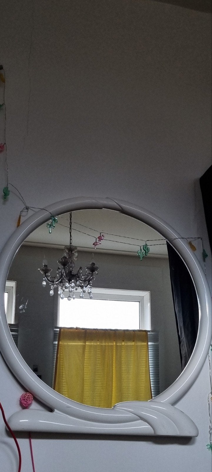 Ronde spiegel met witte lijst, Huis en Inrichting, Ophalen, Gebruikt, Rond, 75 tot 100 cm
