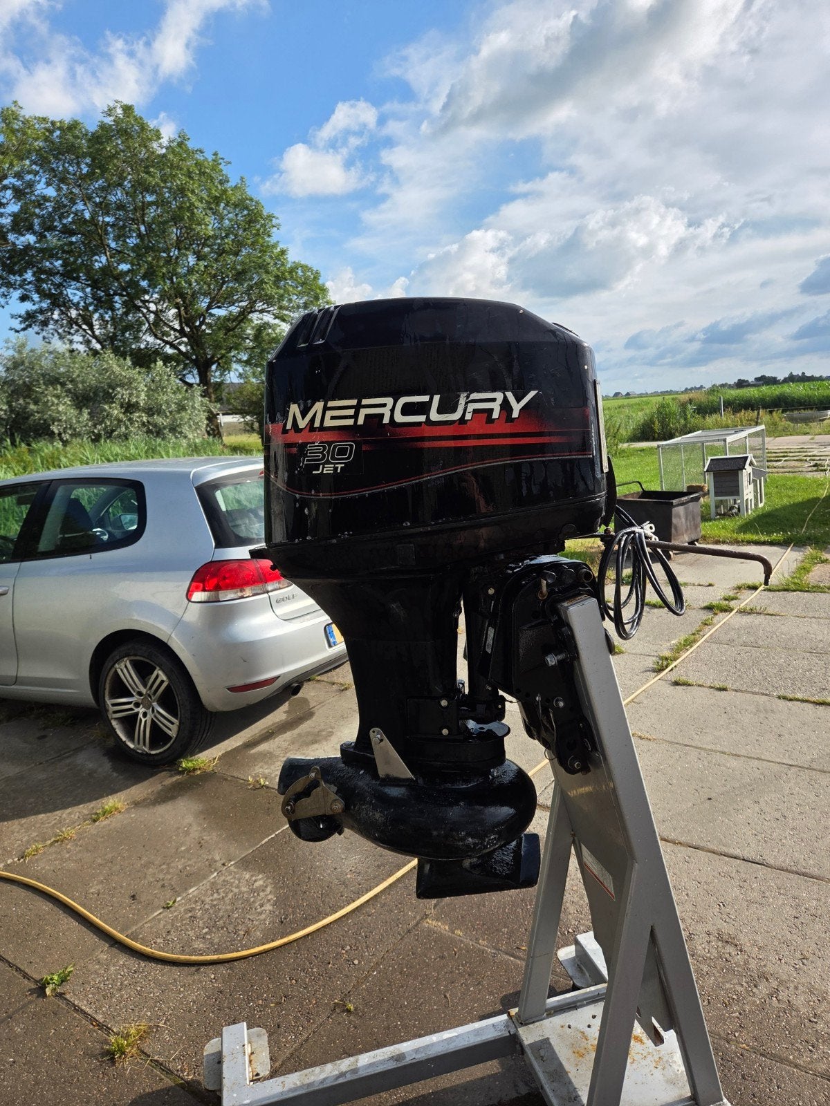 Zeer zeldzame mercury jet buitenboordmotor, Watersport en Boten, Ophalen, Benzine, 30 pk of meer, Elektrische start