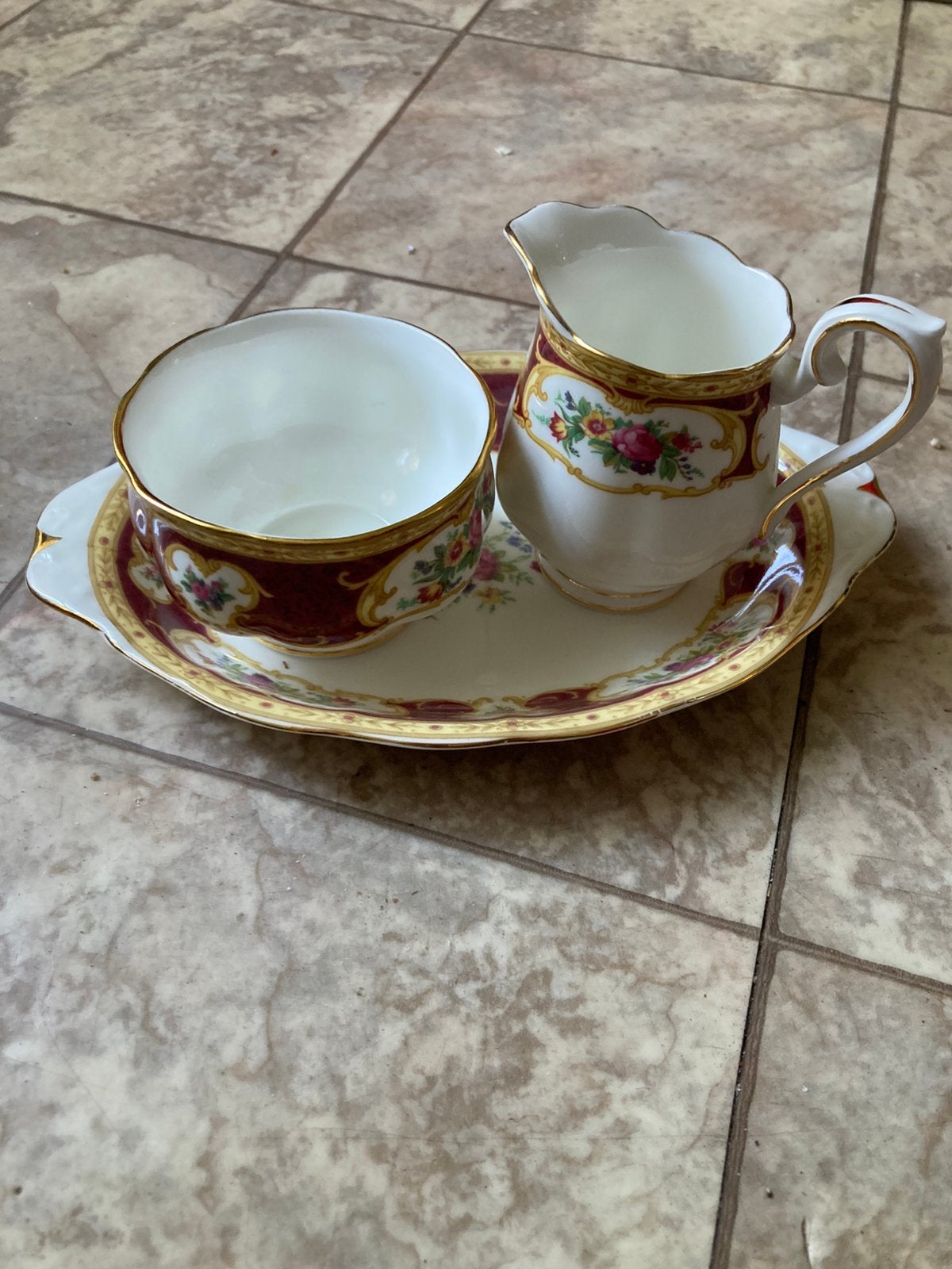 Bone china porcelain suiker en melk stel, Ophalen of Verzenden