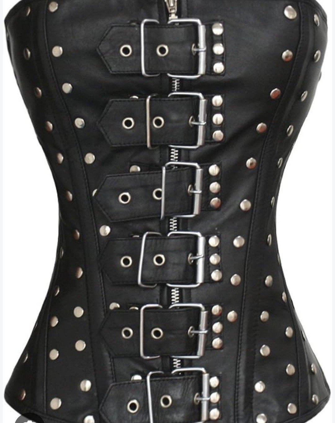 Zwart leren gothic festival corset met studs en gespen  S- M, Kleding | Dames, Ophalen of Verzenden, Zo goed als nieuw
