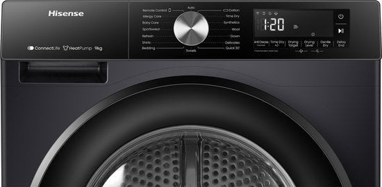 Hisense warmtepompdroger 3S Serie DH3S902BB3 - Zwart, Witgoed en Apparatuur, Wasdrogers, Minder dan 85 cm, 8 tot 10 kg, Nieuw