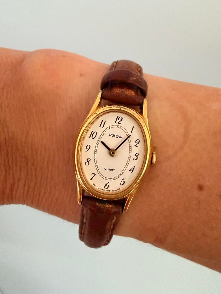 Vintage Pulsar Horloge-, Ophalen of Verzenden, Gebruikt, Goud, Overige materialen