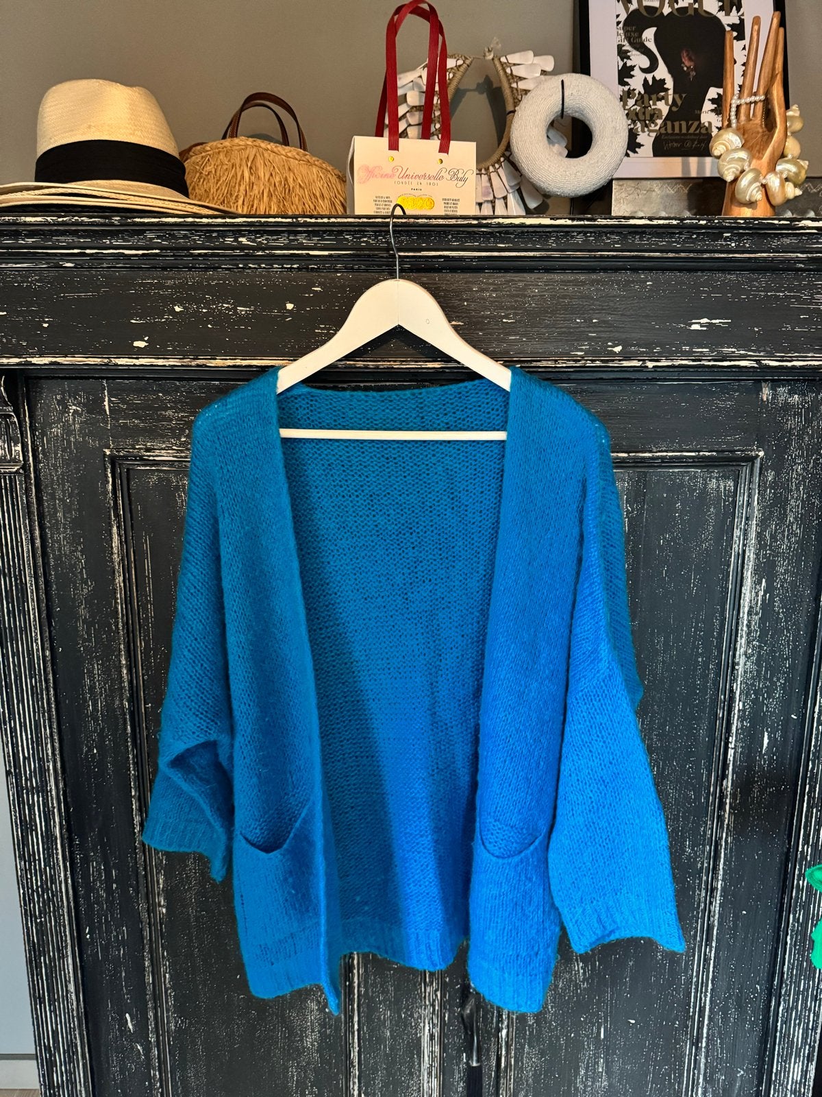 Kobalt Blauw Gebreid Vest met Zakken, Ophalen of Verzenden, Gedragen, Maat 38/40 (M), Blauw
