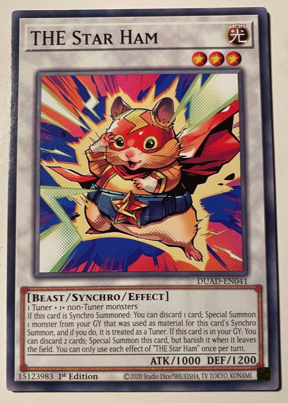 Yu-Gi-Oh! The Star Ham DUAD 1st Edition !, Ophalen of Verzenden, Zo goed als nieuw, Losse kaart