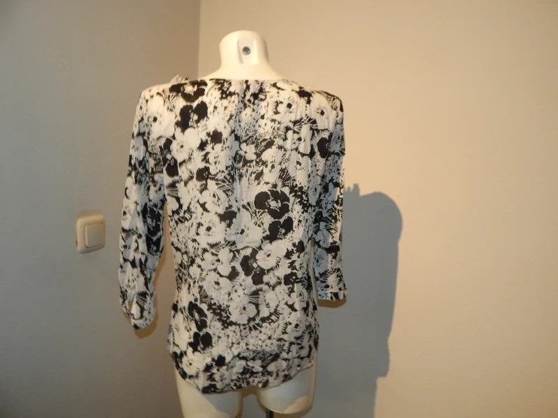 Ralph Lauren blouse top zwart wit ruffels halslijn mt L, Maat 42/44 (L), Zo goed als nieuw, Lange mouw, Ralph Lauren