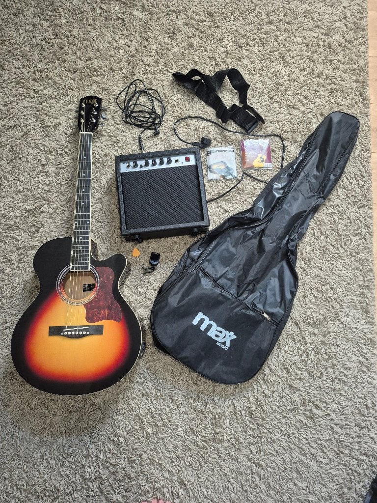 Elektrisch Akoestische Gitaar - MAX gitaarset, Muziek en Instrumenten, Ophalen, Zo goed als nieuw, Western- of Steelstringgitaar