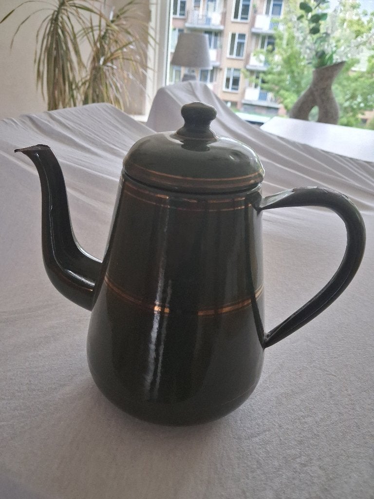 Koffiekan groen emaille, Antiek en Kunst, Antiek | Emaille, Ophalen