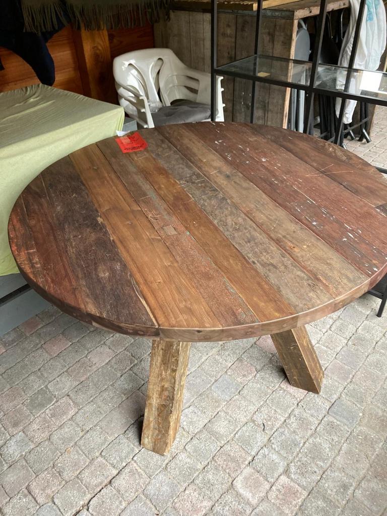 Robuuste ronde houten tafel, Ophalen, 100 tot 150 cm, Rond, Nieuw