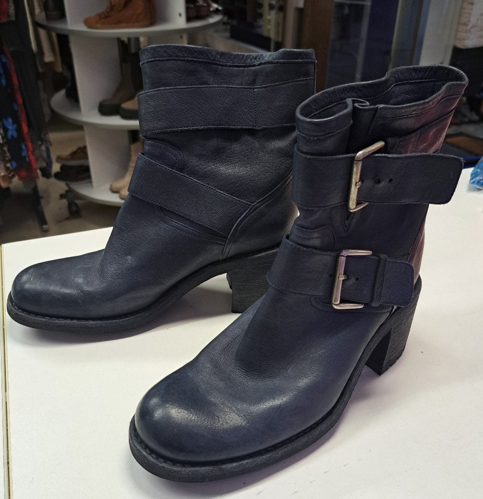 Free Lance bikerboots enkellaars donkerblauw leer 39.5 50034, Freelance, Blauw, ., Lage of Enkellaarzen