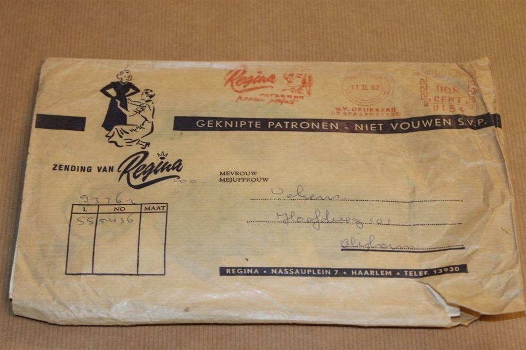 Regina envelop met knip patronen - Ca 1965, Boeken, Mode, Ophalen of Verzenden, Gelezen, Mode algemeen