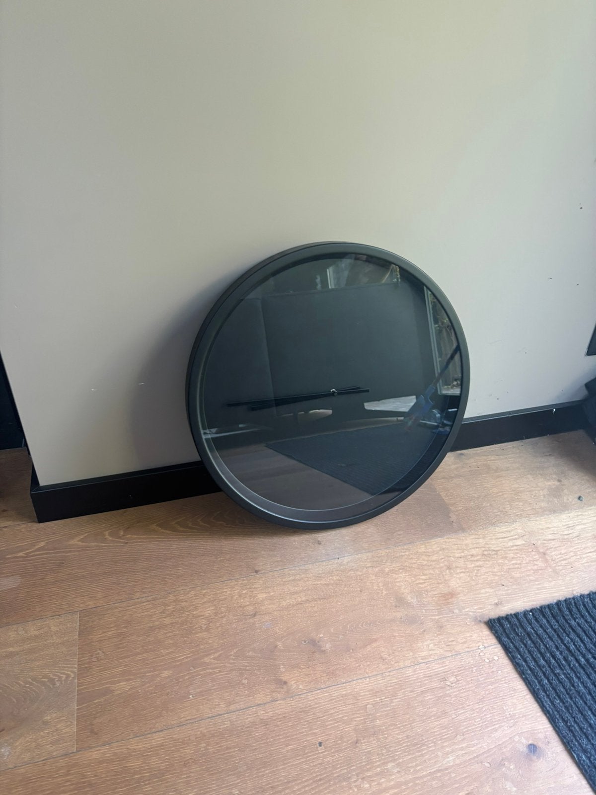 Klok Zuiver zwart 60cm, Huis en Inrichting, Woonaccessoires | Spiegels, Rond, Ophalen of Verzenden, Zo goed als nieuw, Minder dan 100 cm
