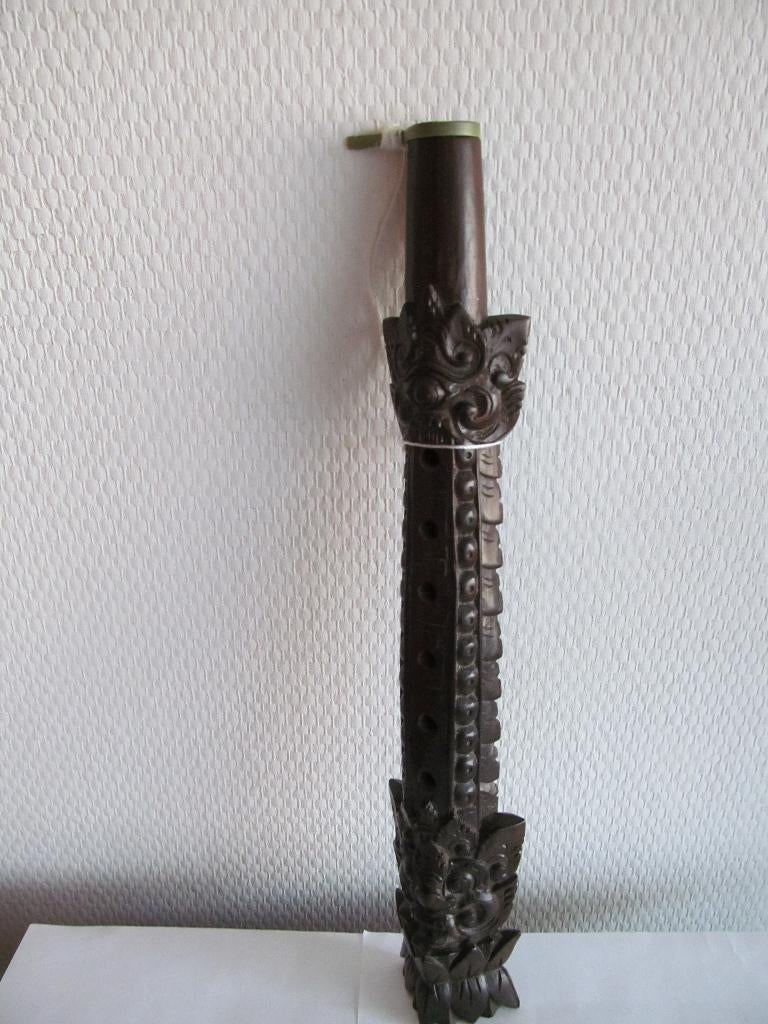 Balinese ringfluit - houtsnijwerk, Handgemaakt, 20 - 50 cm, Hout, Bruin