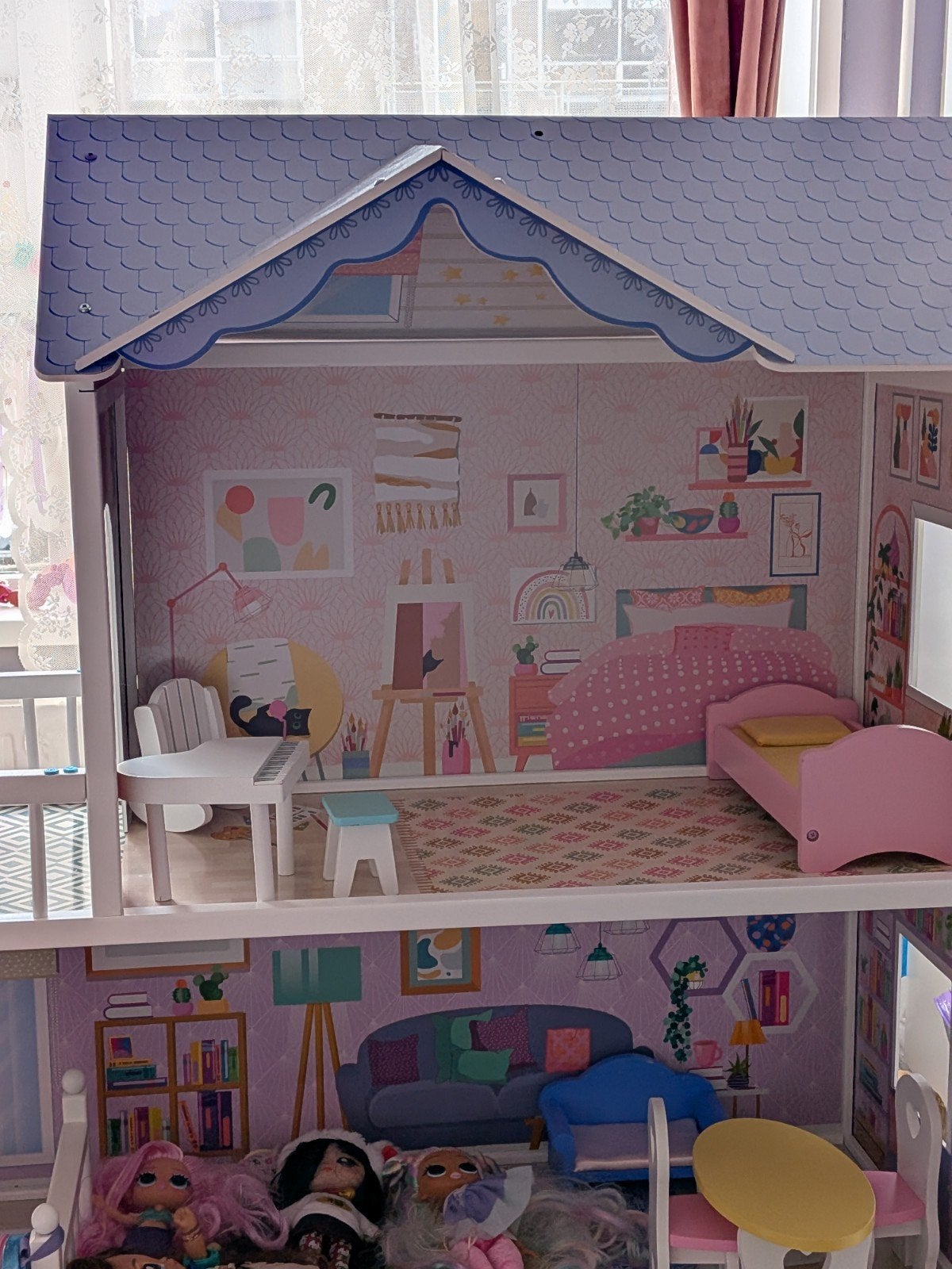 Groot Houten Poppenhuis met Meubels, Ophalen, Poppenhuis