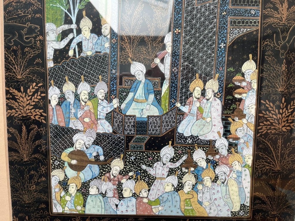 Indiase Indian Mughal scene painting schilderij oud papier, 50 – 75, Verburgt Vintage, Ophalen of Verzenden, Schipluidenlaan 20 5035KJ Tilburg