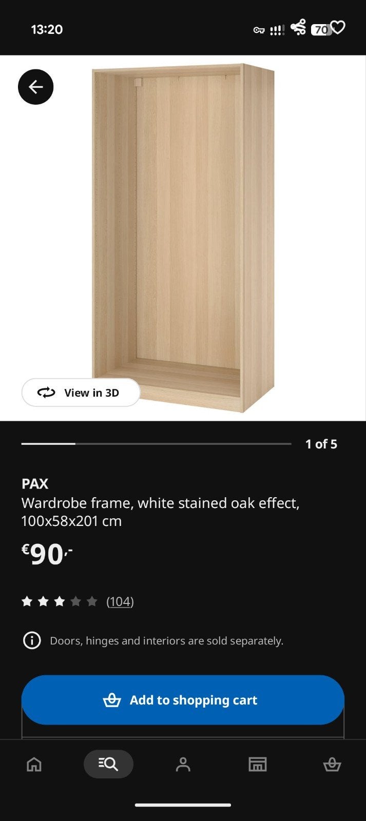 IKEA PAX kastelement 100x58x200, Ophalen, Gebruikt, 200 cm of meer, 50 tot 100 cm