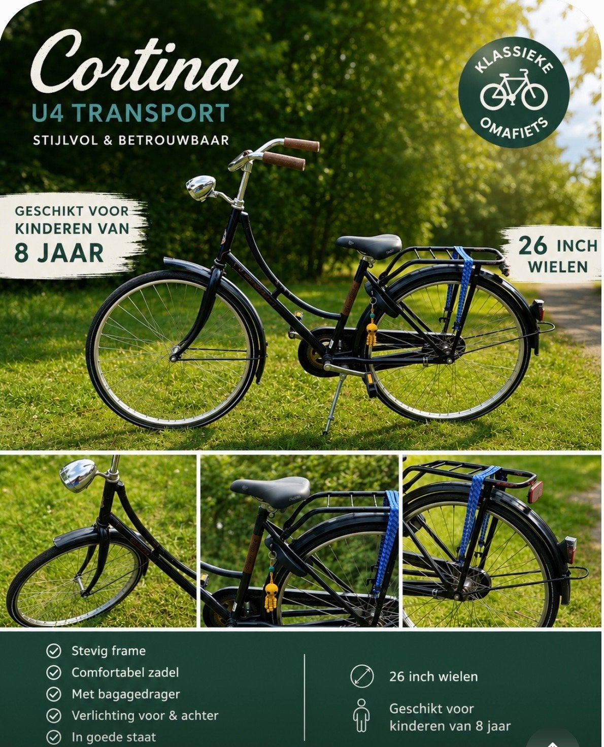 Cortina U4 Transport Omafiets 26 inch, Fietsen en Brommers, Ophalen, Gebruikt, 20 inch of meer