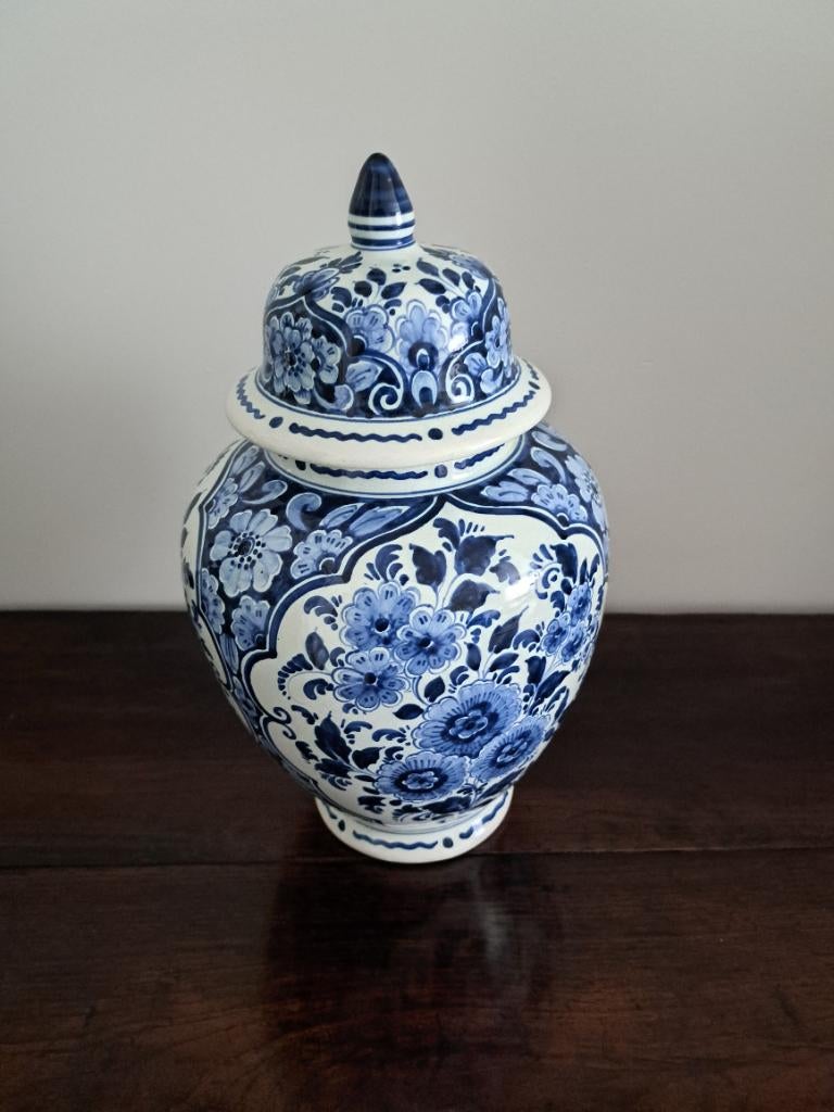 Oud Delfts Blauw Aardewerk vaas met deksel, Antiek en Kunst, Ophalen of Verzenden