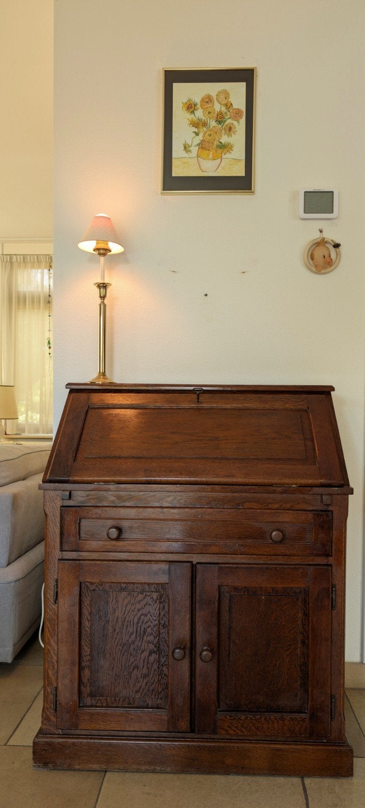 Secretaire/ bureaukast, Vintage + gratis lamp, Huis en Inrichting, Ophalen, Gebruikt