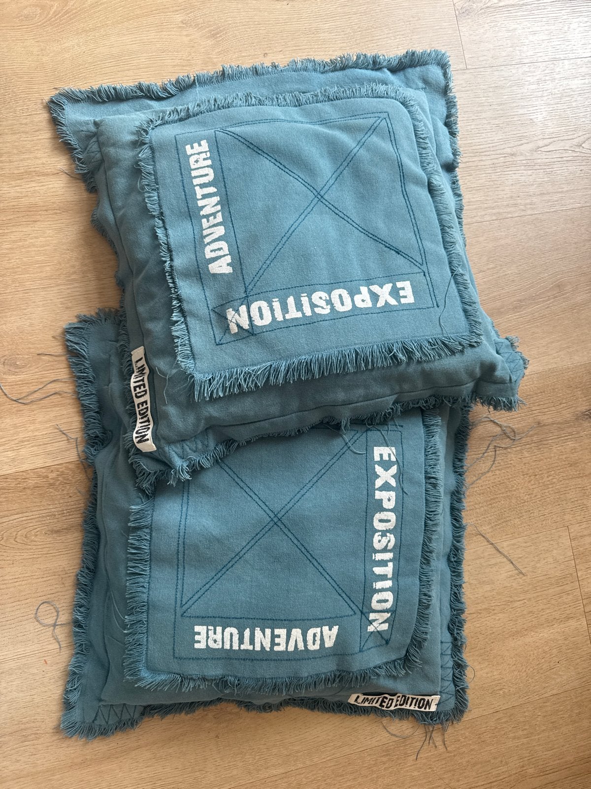 Set van 2 Mood Collection sierkussens - Blauw/Groen, Overige merken, Meerkleurig, Met print, Vierkant