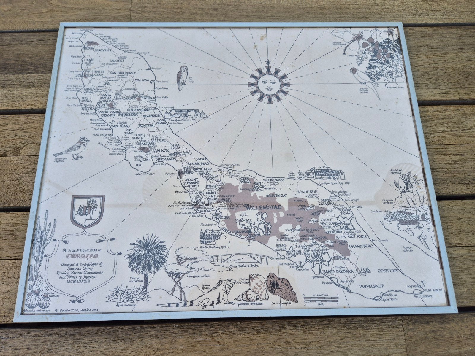 Historische kaart van het eiland Curacao, Ophalen, 1800 tot 2000, Nederland, Landkaart