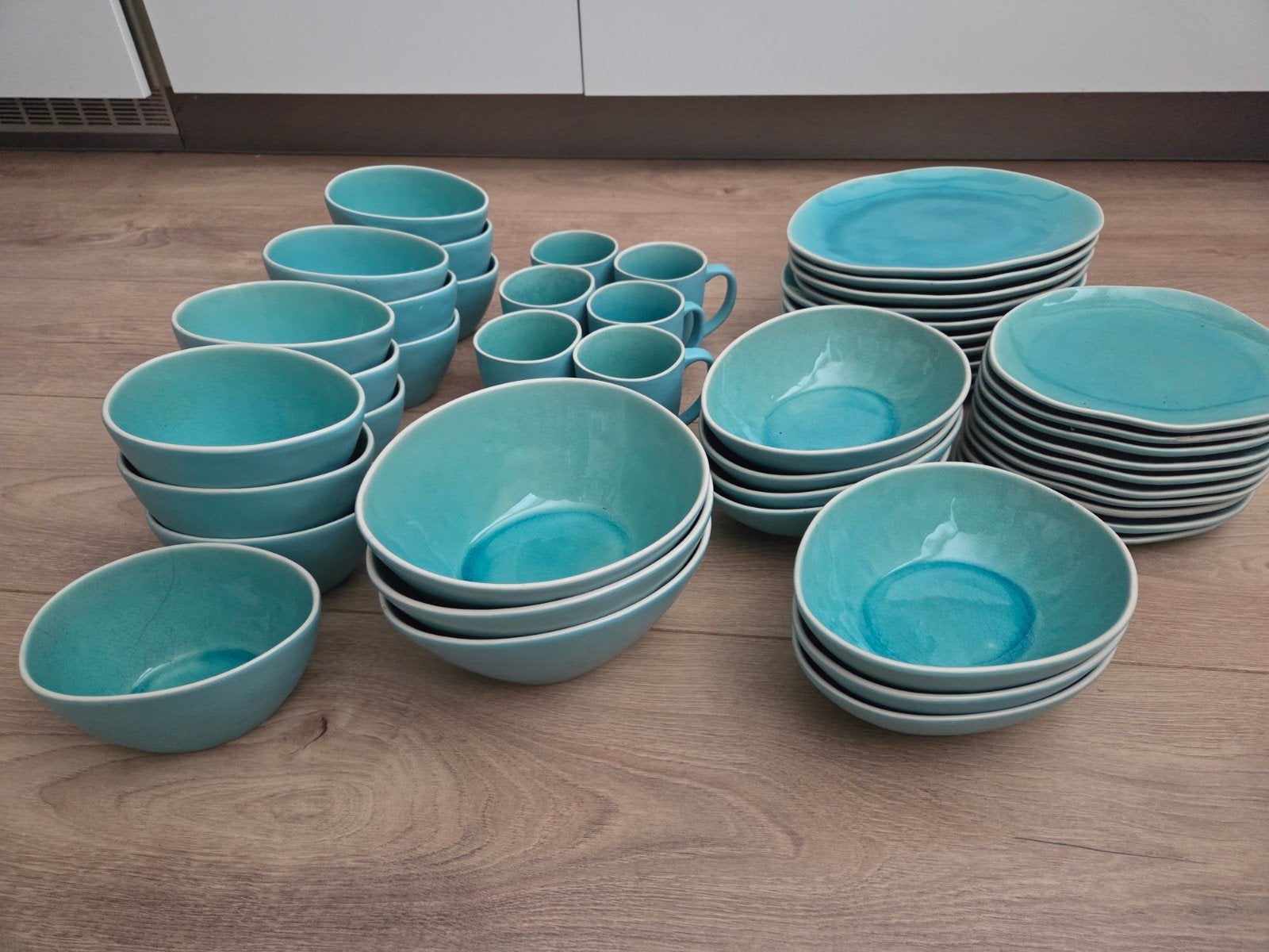 Turquoise organische Jewel servies 49 delen, Ophalen, Overige stijlen, Bord(en)