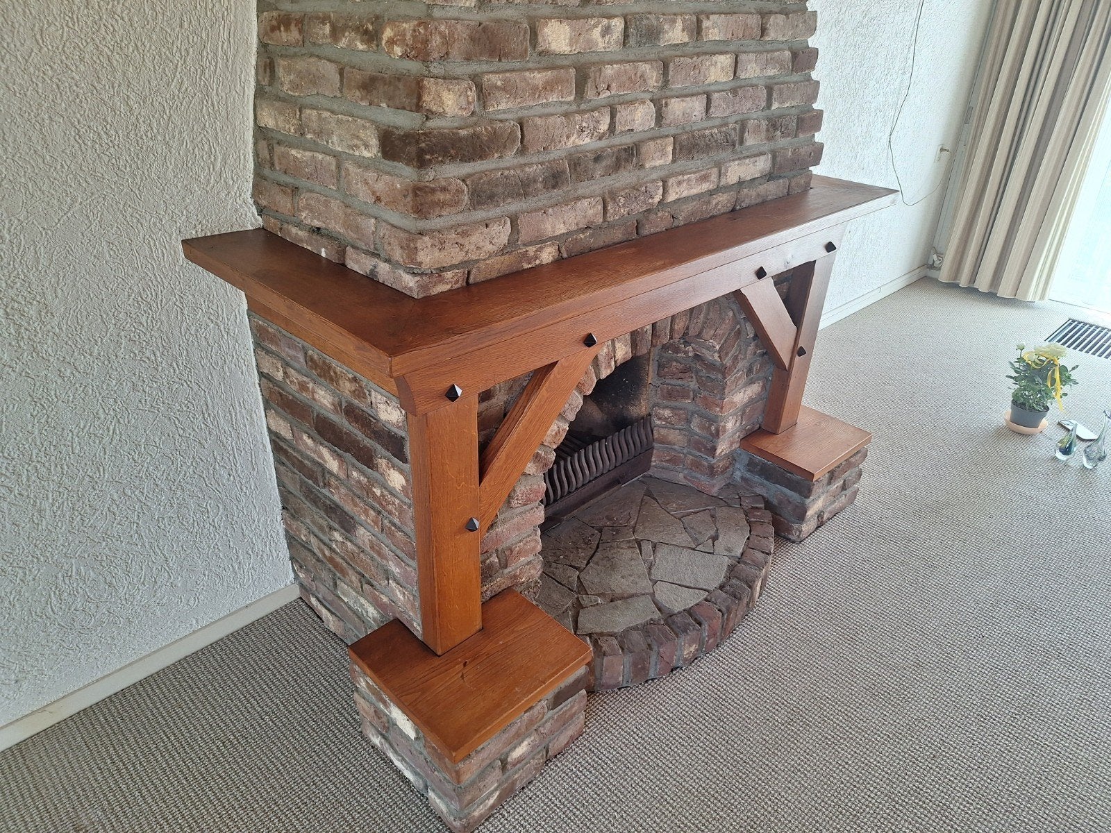 Massief Eiken Schouwmantel - 169,5 cm breed / 79 cm hoog, Ophalen