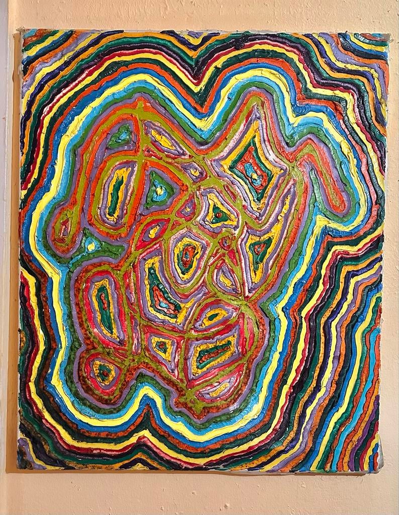 Abstract Psychedelisch Kunstwerk van Marije Berkelmans, Antiek en Kunst, Kunst | Schilderijen | Abstract, Verzenden