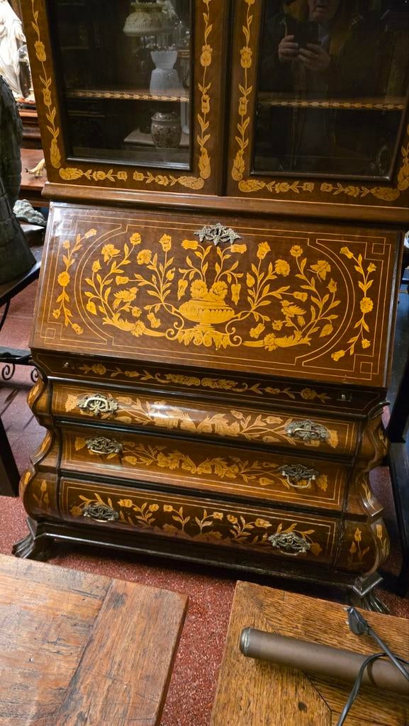 Intarsia ingelegd schrijfkabinet, Antiek en Kunst, Antiek | Meubels | Kasten, Ophalen