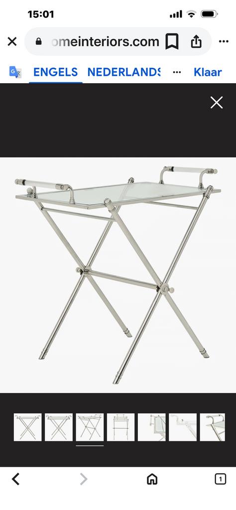 Crome butler tray, Ophalen, Zo goed als nieuw, Rechthoekig, Metaal