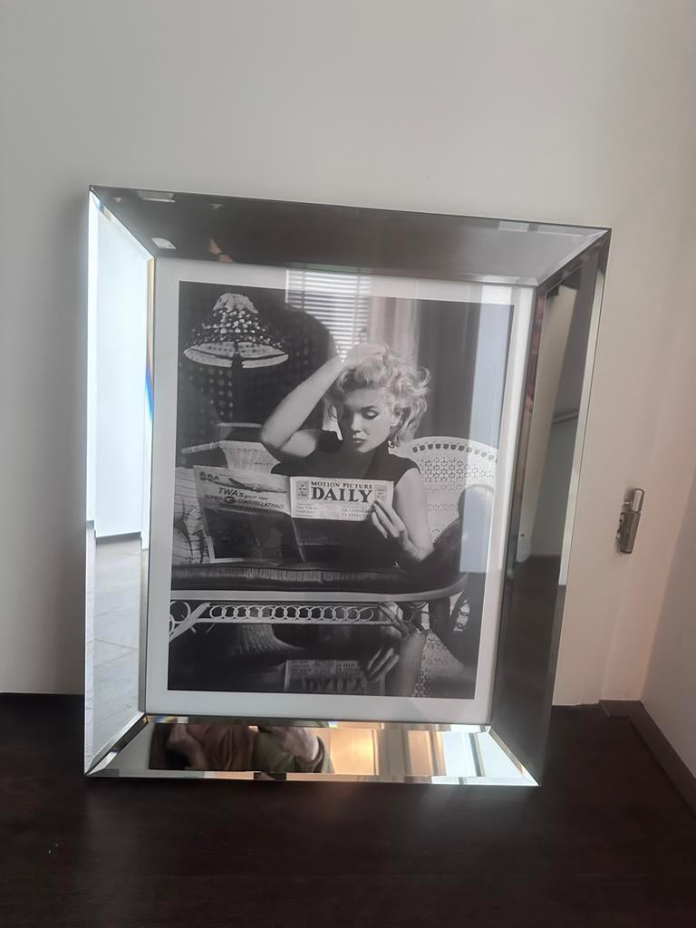 Spiegellijst 60x50 marlyn monroe, Ophalen, Zo goed als nieuw, Hout, Minder dan 50 cm