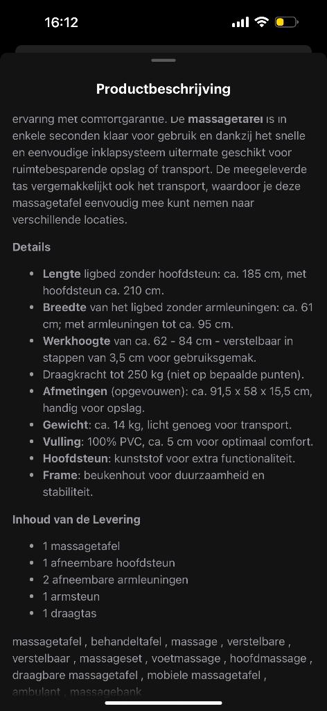 Massagebank, Ophalen, Zo goed als nieuw