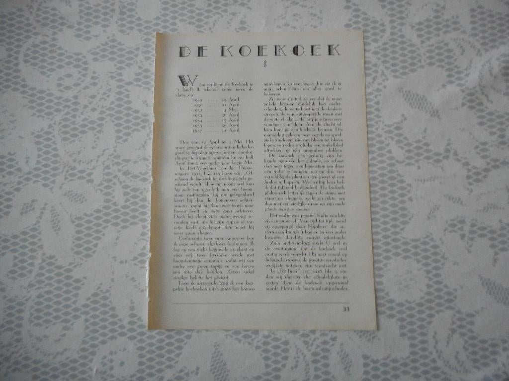 De Koekoek. 1939., Verzamelen, Ophalen of Verzenden, 1920 tot 1940, Nederland, Knipsel(s)