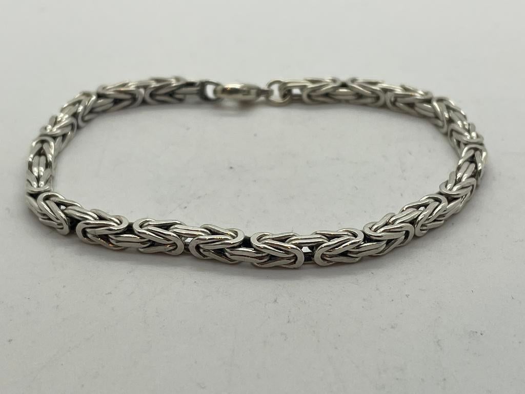 C196 Prachtige zilveren armband koningsschakel, Ophalen of Verzenden, Zo goed als nieuw, X, Zilver