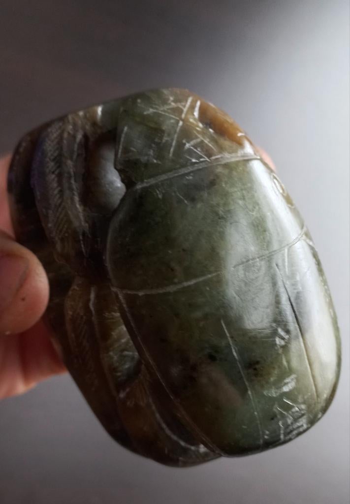 Beeldje steen Egyptian Heart Scarab, kever , SCARABÉE, Ophalen of Verzenden