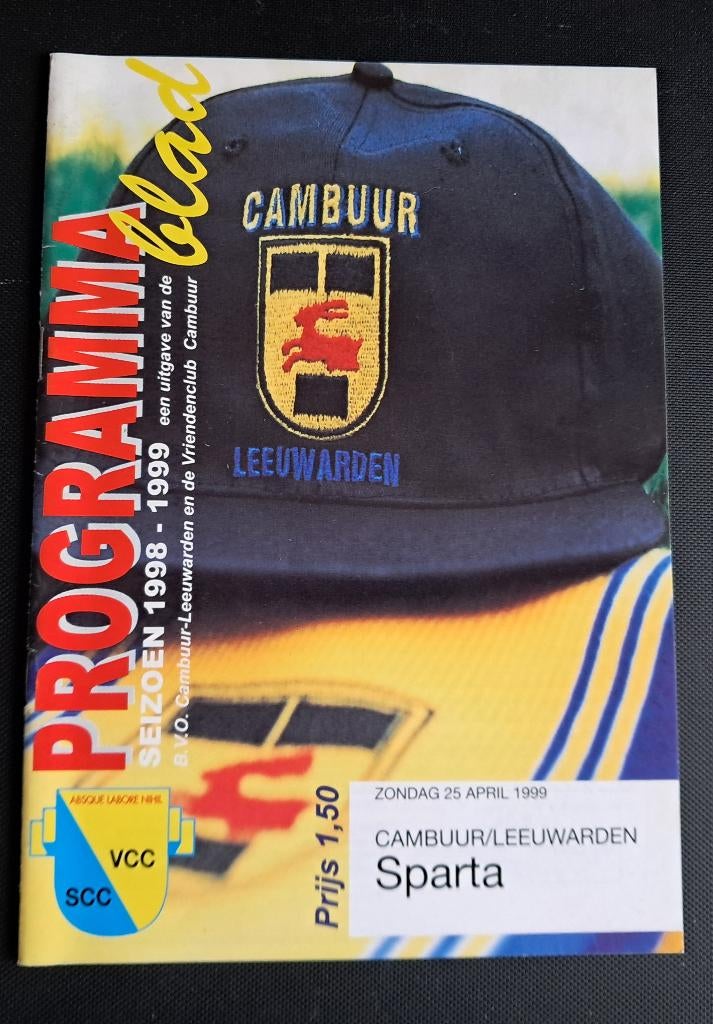 Cambuur - Sparta 1998/1999, Ophalen of Verzenden, Zo goed als nieuw, Overige binnenlandse clubs, Boek of Tijdschrift