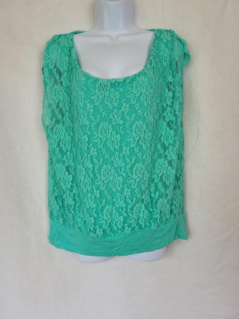Leuk mintgroen damesshirt met kant mt XL merk True Spirit, ., Maat 46/48 (XL) of groter, Ophalen of Verzenden, Zo goed als nieuw
