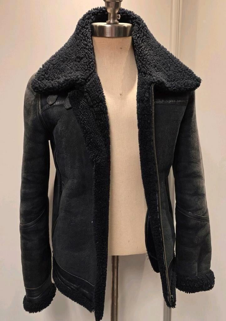 Donkerblauwe heren lammy coat pilotenjas Goosecraft - maat S, Blauw, Goosecraft, Ophalen of Verzenden, Gedragen