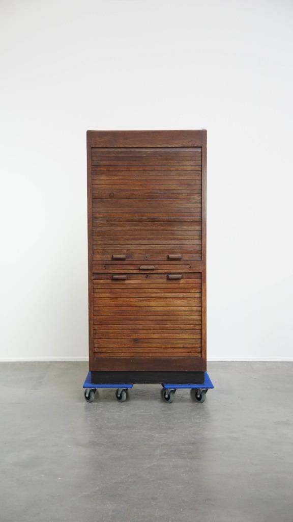 Antieke eikenhouten notaris kast met twee roldeuren, Antiek en Kunst, Ophalen