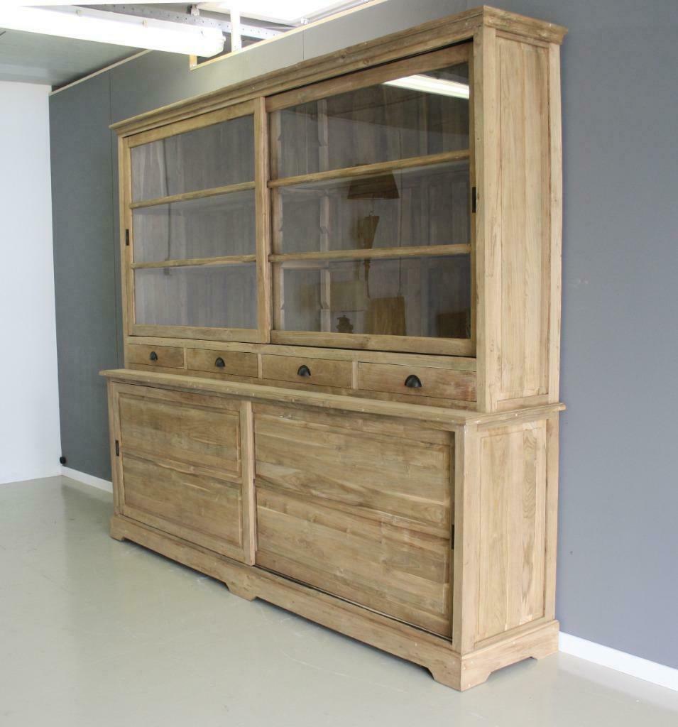 Grote teakhouten kast met schuifdeuren; Indoteak, Ophalen, Met deur(en), 200 cm of meer, Teakhout