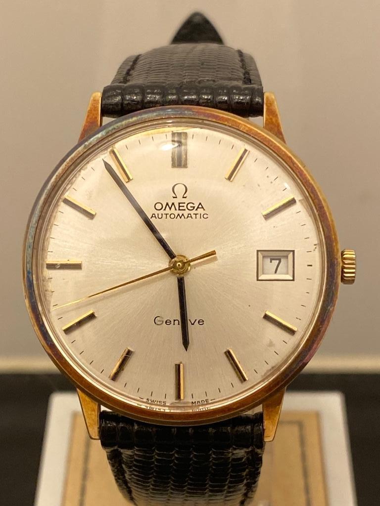 Omega Automatic Genève Date 14 Karaat Goud, Met bandje, Polshorloge, Omega, Goud